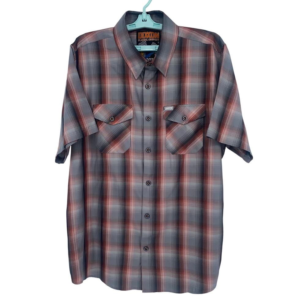 Dixxon Flannel Co Shirt Mens XLarge Gray Dragstrip ShortSleeve Button Down Plaid